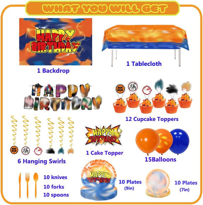 Cartoon Theme Birthday Party Supplies - Complete Decorations Set with Banner, Backdrop, Balloons & More