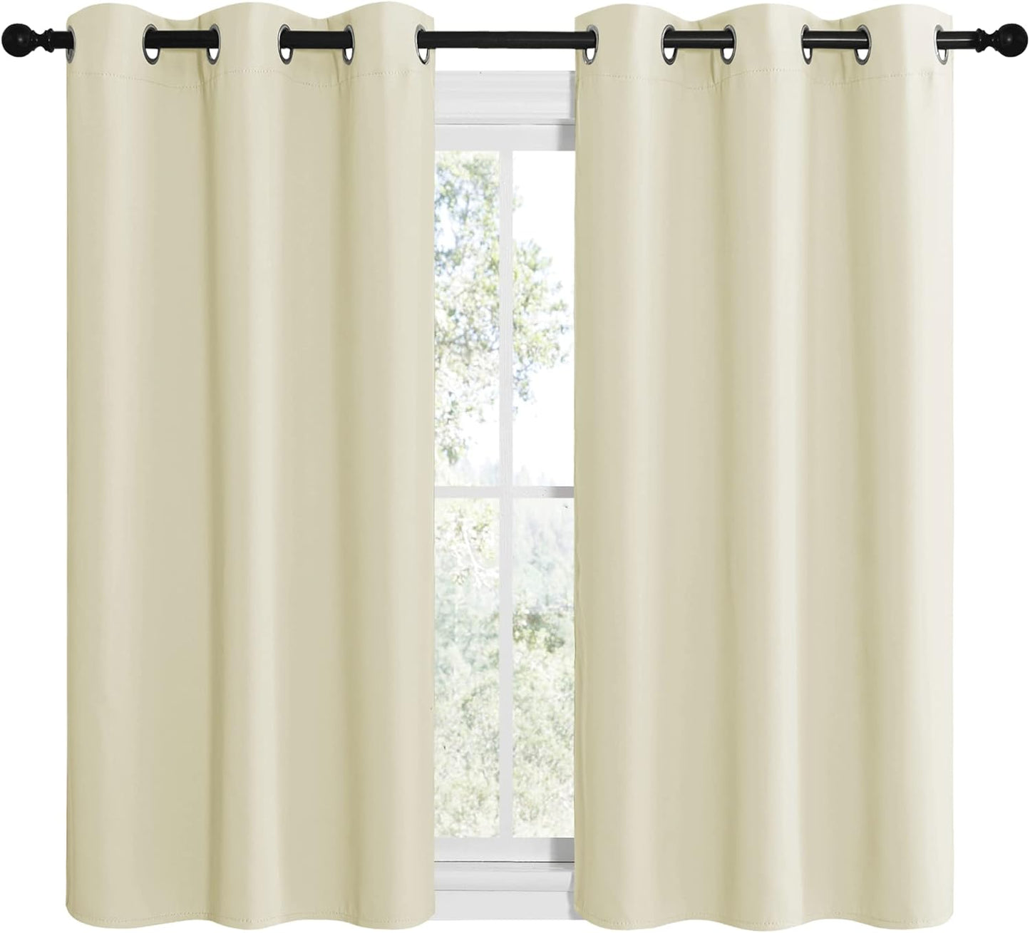 NICETOWN Kitchen Curtains - Thermal Insulated Grommet Draperies for Room Darkening | Beige, 2 Panels (W42 x L50 inches)