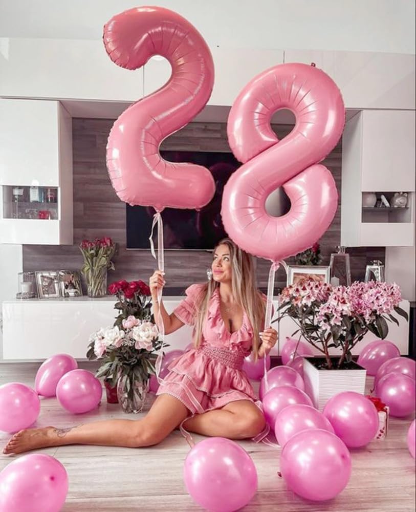 Pastel Pink 40-Inch Number Balloons by [Brand Name] | Perfect for 2nd, 12th, 21st Birthday Celebrations & Events