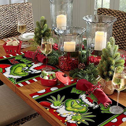 Christmas Placemats Set of 4 - Holiday Table Decor, Cotton Linen, Waterproof & Durable