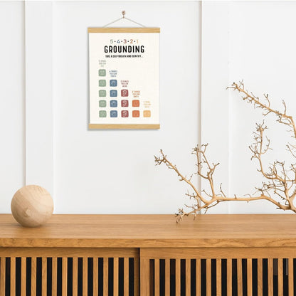 YGSDZY Grounding Technique Exercise Poster - Therapy Office Decor & Classroom Wall Art | Wood Hanger