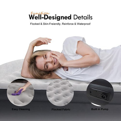 DIMAR GARDEN Air Mattress Queen with Built-in Pump, 18.5” Blow Up Mattress, Inflatable Air Bed for Home