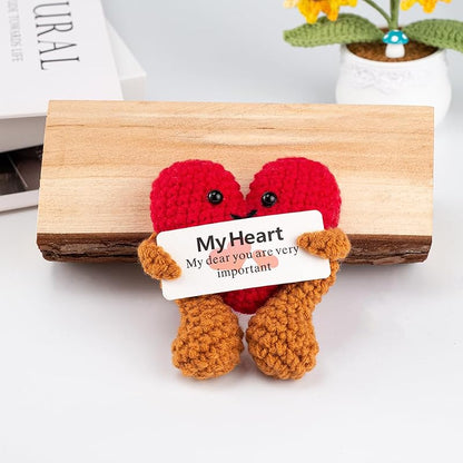 Mini Crochet Positive Love Heart - Knitted Pocket Hug Gift