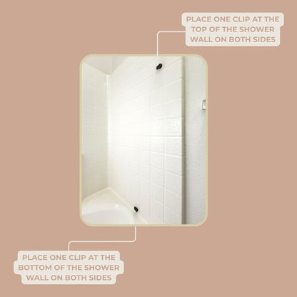 4 Pack Self Adhesive Shower Curtain Clips – Wall Mounted Clips Keep Curtain Closed and Contain Water Inside Shower – Easy Install Bathroom Splash Guards – Shower Accessories (Bright White)