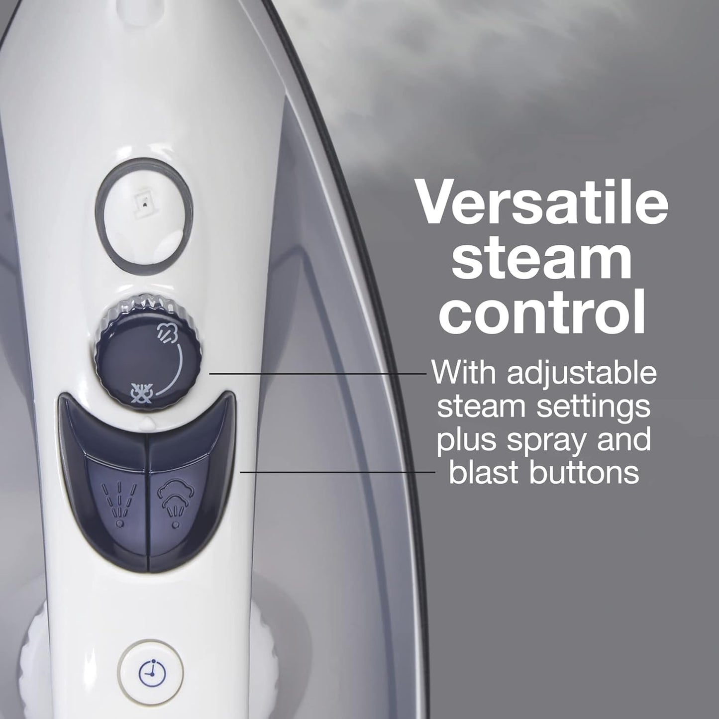 Proctor Silex Iron & Vertical Steamer - 1200 Watts, Nonstick Soleplate, Adjustable Spray, Auto Shutoff, White