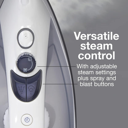 Proctor Silex Iron & Vertical Steamer - 1200 Watts, Nonstick Soleplate, Adjustable Spray, Auto Shutoff, White