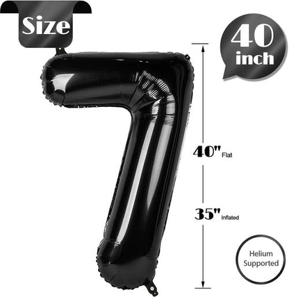 7 Number Balloon - 40 Inch Black Birthday Decoration for 7th Birthday Party