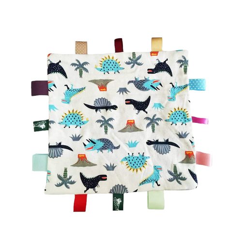 Baby Colorful Security Tag Blanket Soft Appease Towel for Newborn Toddlers(Gray Dinosaur Pattern)