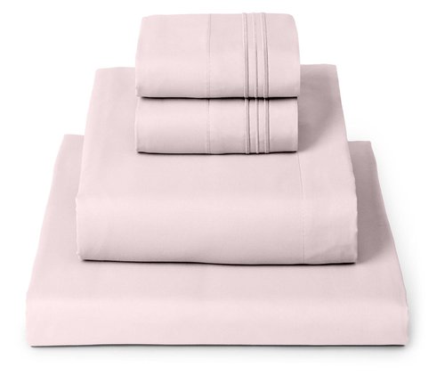 Mellanni King Sheets Set - 4 PC Iconic Collection Bedding - Hotel Luxury, Extra Soft, Cooling Bed Sheets - Wrinkle, Fade, Stain Resistant (King, Blush Pink)
