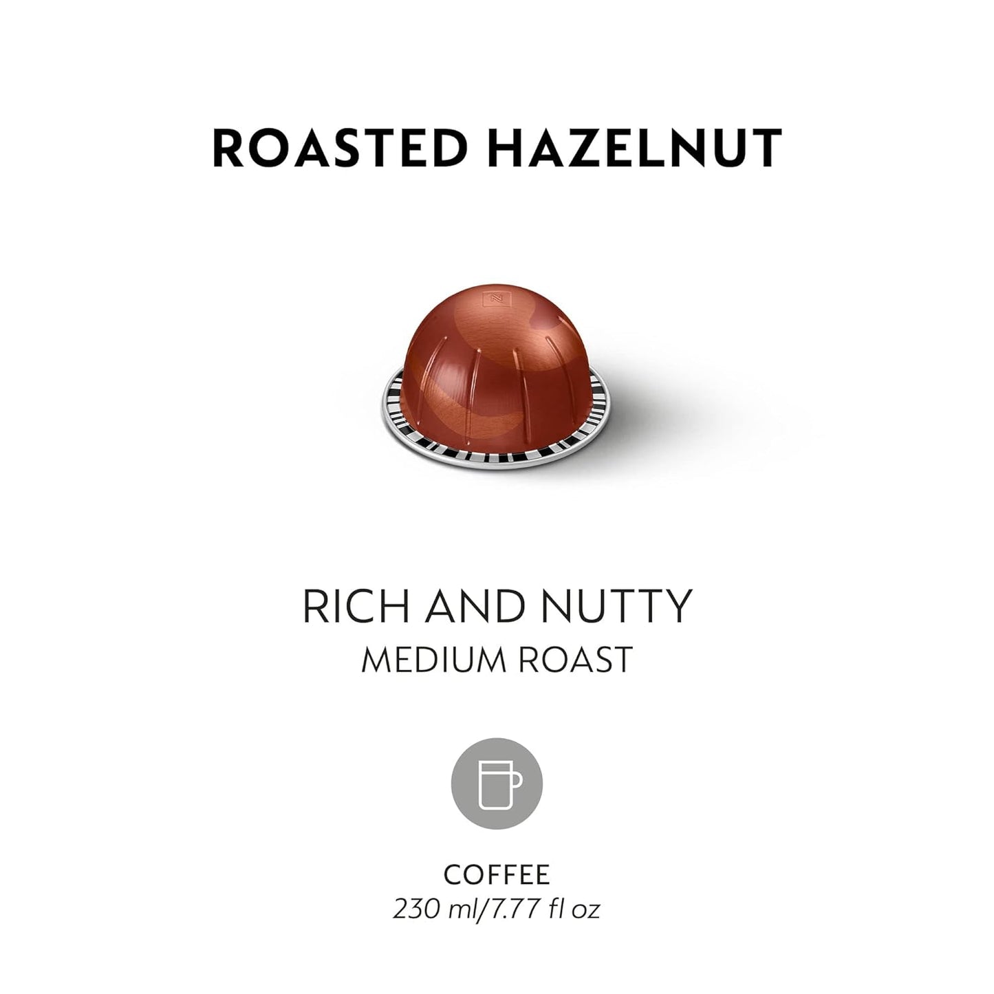 Nespresso Vertuo Roasted Hazelnut Coffee Capsules - Medium Roast, 30 Count Pods for 7.8oz Brews