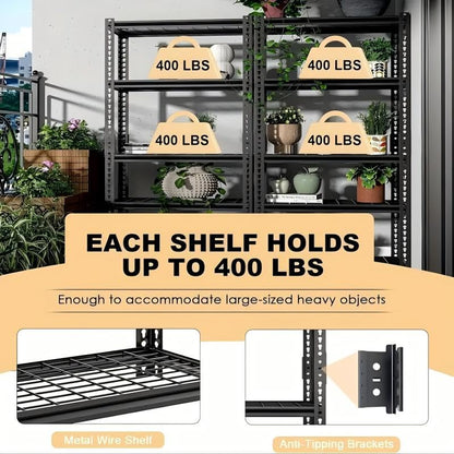 Heavy Duty Metal Garage Shelving Unit - 2000 LBS Capacity, Adjustable 5-Tier Storage Rack