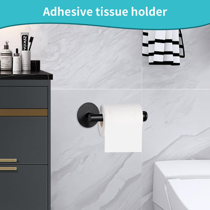 Yagoo Self Adhesive Toilet Paper Holder, SUS304 Stainless Steel Rustproof Toilet Roll Holder No Drilling Adhesive Toilet Tissue Holder for Bathroom Kitchen (1, Black)