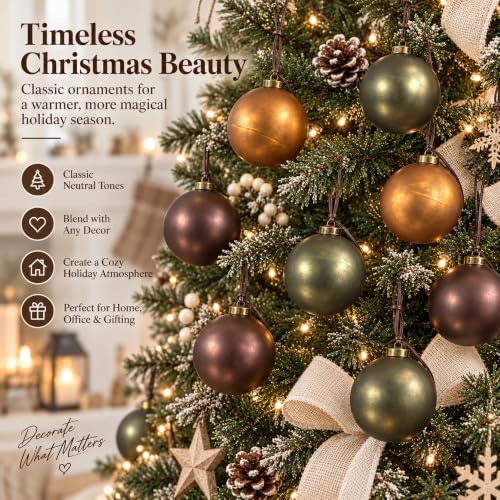 Retro Gold Christmas Ornaments Set - 24 Textured Holiday Tree Decorations