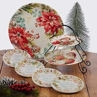 Christmas Story 11-Inch Dinner Plates Set of 4 - Large, Multicolored Holiday Tableware