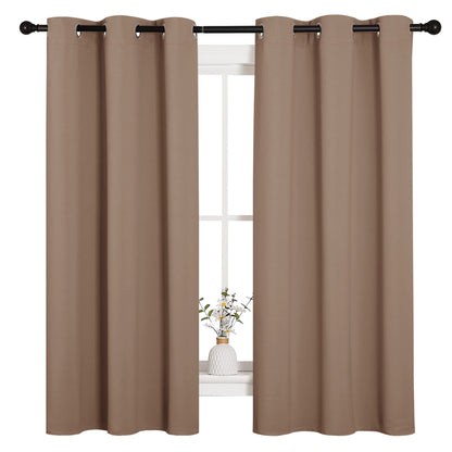 NICETOWN Window Treatment Thermal Insulated Solid Grommet Blackout Curtains/Drapes for Bedroom (Set of 2 Panels, 42 by 63 Inch, Cappuccino)