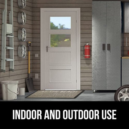 GORILLA GRIP 100% Waterproof All-Season WeatherMAX Doormat US Designed Natural Rubber, Stain and Fade Resistant, Low Profile Indoor Outdoor Door Mats, Easy Clean Patio Mat, 29x17, Sand Beach