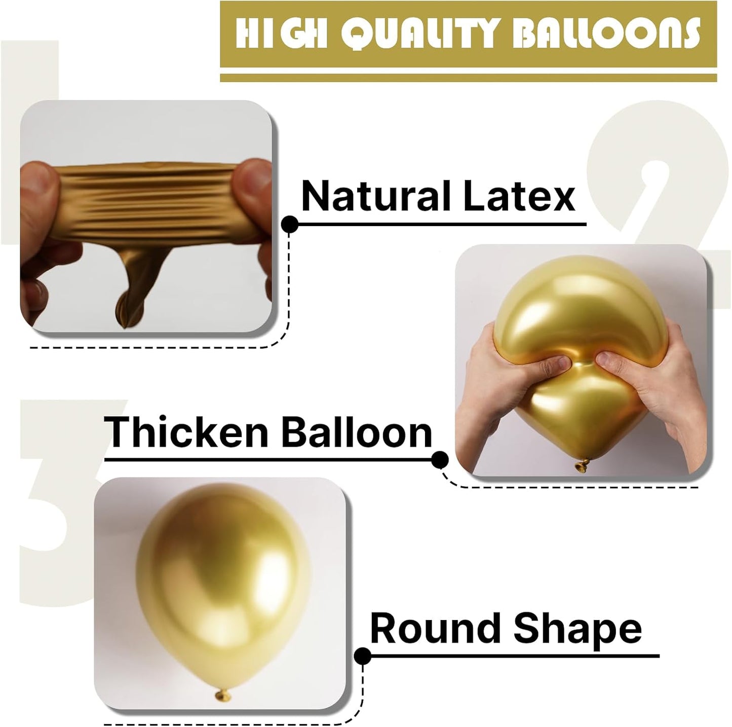 PartyWoo Metallic Gold Balloons - 50pcs 5 Inch Chrome Latex Balloons for Celebrations & Events