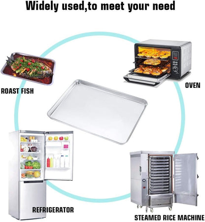 Yododo Stainless Steel Baking Sheet Set - Non-Toxic & Easy Clean | 4-Piece (16", 12", 10", 9")