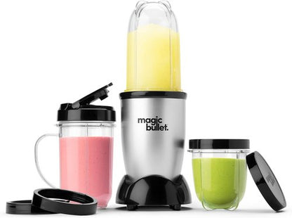 Magic Bullet Blender - 11 Piece Set | Compact Silver Kitchen Blender for Smoothies & More