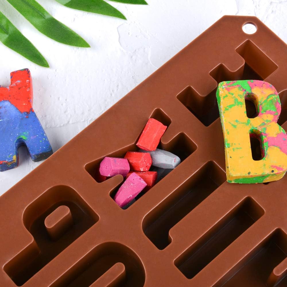 Skiennix Silicone Alphabet Mold - 26 Cavities for Crayon, Resin, Chocolate, Candy & Cake Baking