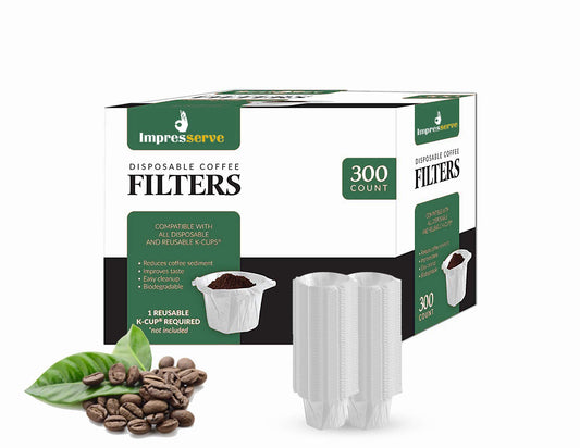 Impresserve Disposable Paper Filters, 100% Biodegradable Coffee Pods Filter Single Serve for Keurig, 300 Pieces