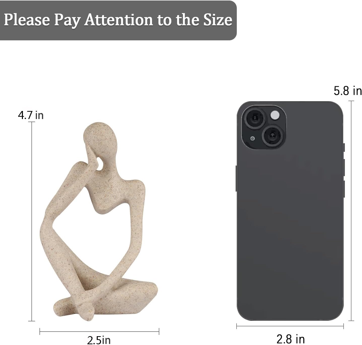 Skiennix Sandstone Resin Thinker Style Abstract Sculpture - Unique Collectible Figurine for Home Office Decor | Small Size