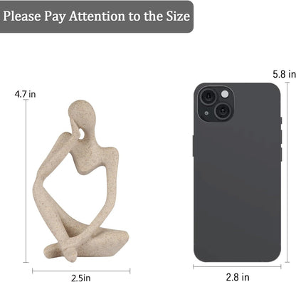 Skiennix Sandstone Resin Thinker Style Abstract Sculpture - Unique Collectible Figurine for Home Office Decor | Small Size