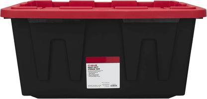 MioeDi 27 Gallon Stackable Storage Bins - Snap Lid Containers in Black with Red Lids | Set of 4
