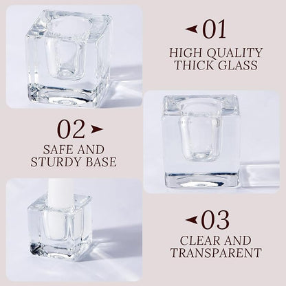 24 Clear Glass Taper Candle Holders Set - Square & Round, Fit 0.6-0.9 in Candles, Includes Variation: Clear Square+24
