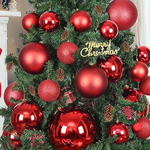 Large Outdoor Christmas Ornament Balls - Red 6-inch Shatterproof Set of 4 Variation of Red / 6" / 4PCS
