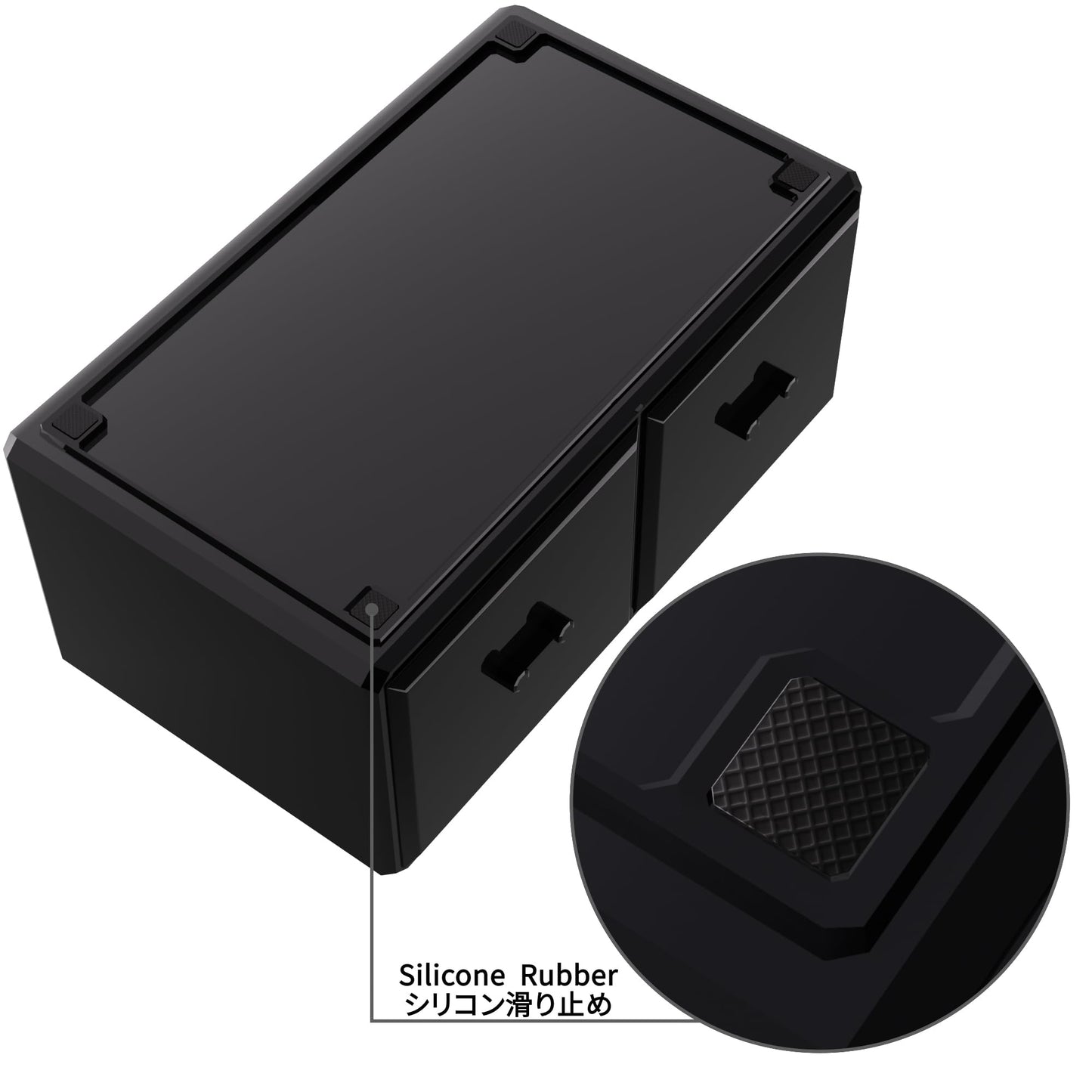 READAEER Makeup Organizer 3 Pieces Cosmetic Storage Case with 6 Drawers (Black)