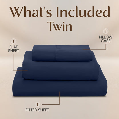 Utopia Bedding Twin Sheet Set - Soft & Breathable 3-Piece Microfiber Bed Sheets | Navy Blue