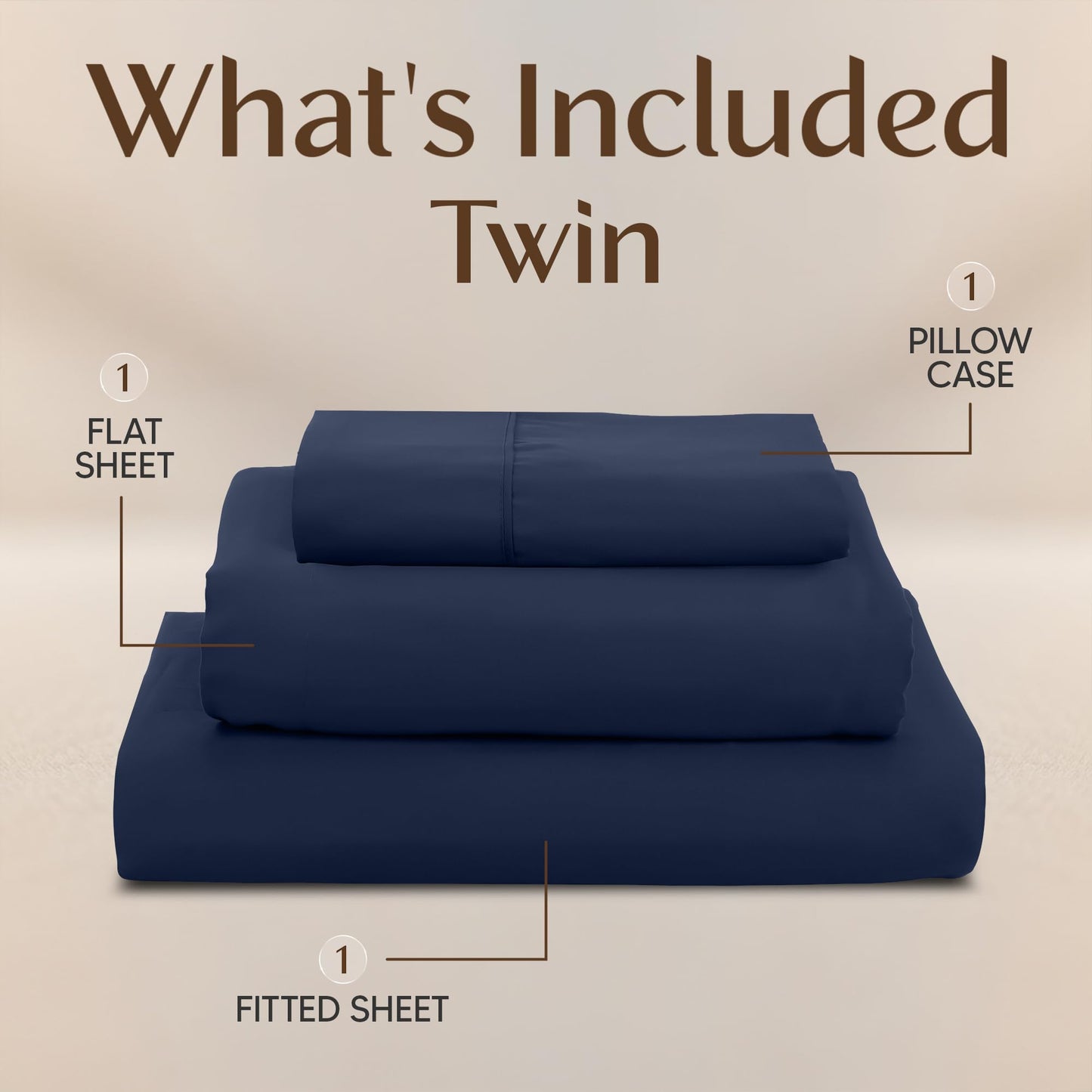 Utopia Bedding Twin Sheet Set – 3 Piece Bed Sheets for Twin Size Bed, Soft and Breathable Microfiber, Includes 1 Fitted Sheet, 1 Flat Sheet and 1 Pillowcase – Oeko Tex (Navy Blue)