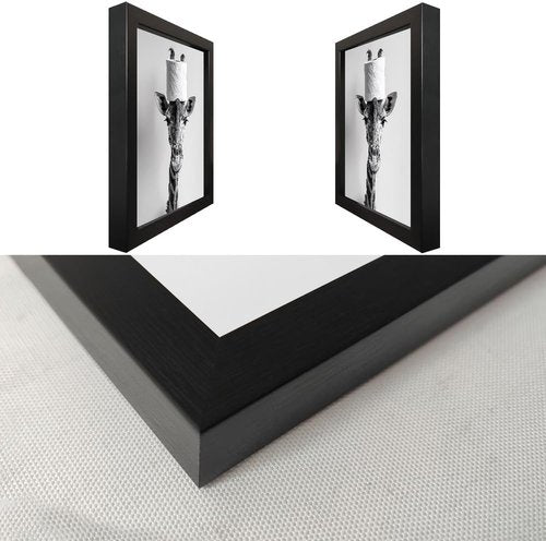 Giraffe Bathroom Wall Art | Funny Black and White Decor with Toilet Paper Roll | Framed Canvas Print