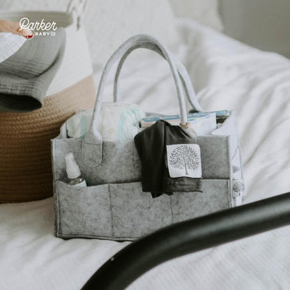 Parker Baby Co. Diaper Caddy - Large Gray Nursery Storage Bin & Car Organizer for Baby Wipes