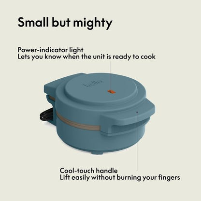Bella Mini Waffle Maker - EverGood™ Ceramic Nonstick, Cool Touch Handles & Stackable Design | 350 Watt, Surf