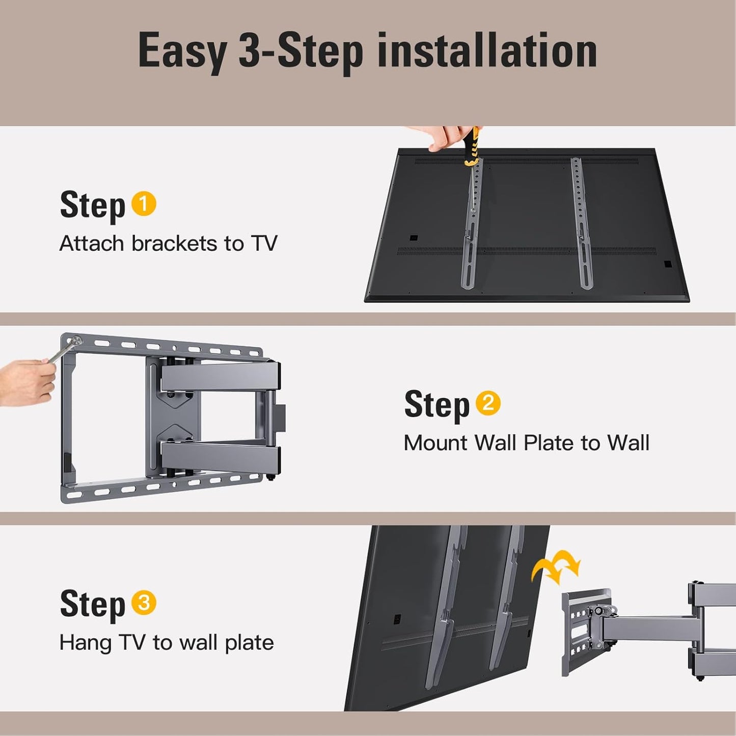Mounting Dream TV Wall Mount - Full Motion Bracket with Swivel & Tilt for 32-65 Inch TVs | Max VESA 400x400 mm, 99 lbs Capacity