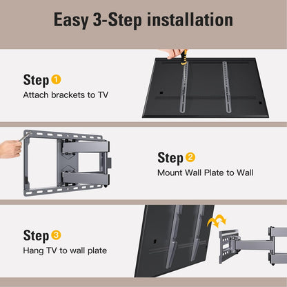 Mounting Dream TV Wall Mount - Full Motion Bracket with Swivel & Tilt for 32-65 Inch TVs | Max VESA 400x400 mm, 99 lbs Capacity