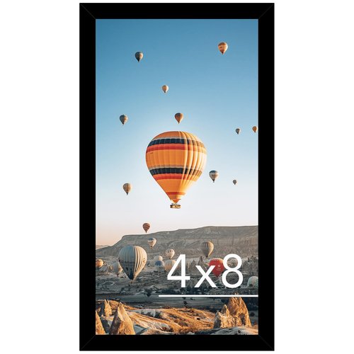 JCJMY 4x8 Picture Frame Black for Wall Hanging or Tabletop, Wall Mounting Horizontally or Vertically, 4 x 8 Wall Gallery Poster Photo Frame with Shatter Resistant Plexiglass, Black