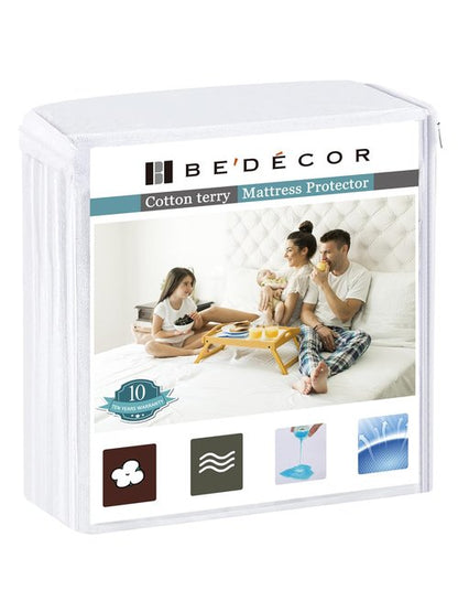 Bedecor Twin Waterproof Mattress Protector for Potty Training and Bed Wetting, Noiseless Cotton Terry Cover, Breathable Fitted Design for Kids, Fits 9-18 Inch Depth