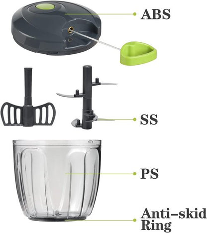 Cambom Manual Food Chopper - BPA-Free Vegetable Cutter for Onions, Fruits & Nuts | 900ml Grey