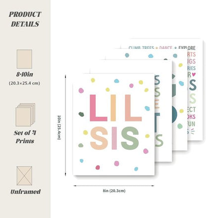 LARTSFRO Wall Art Decor - Brother and Sister Make The Best Friends | Inspirational Nursery Posters, 10x8 Inch Set of 4 Unframed