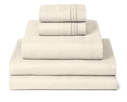 Mellanni Split King Sheets Set - 5 PC Iconic Collection Bedding - Hotel Luxury, Extra Soft, Cooling Bed Sheets - Wrinkle, Fade, Stain Resistant (Split King, Golden Ivory)