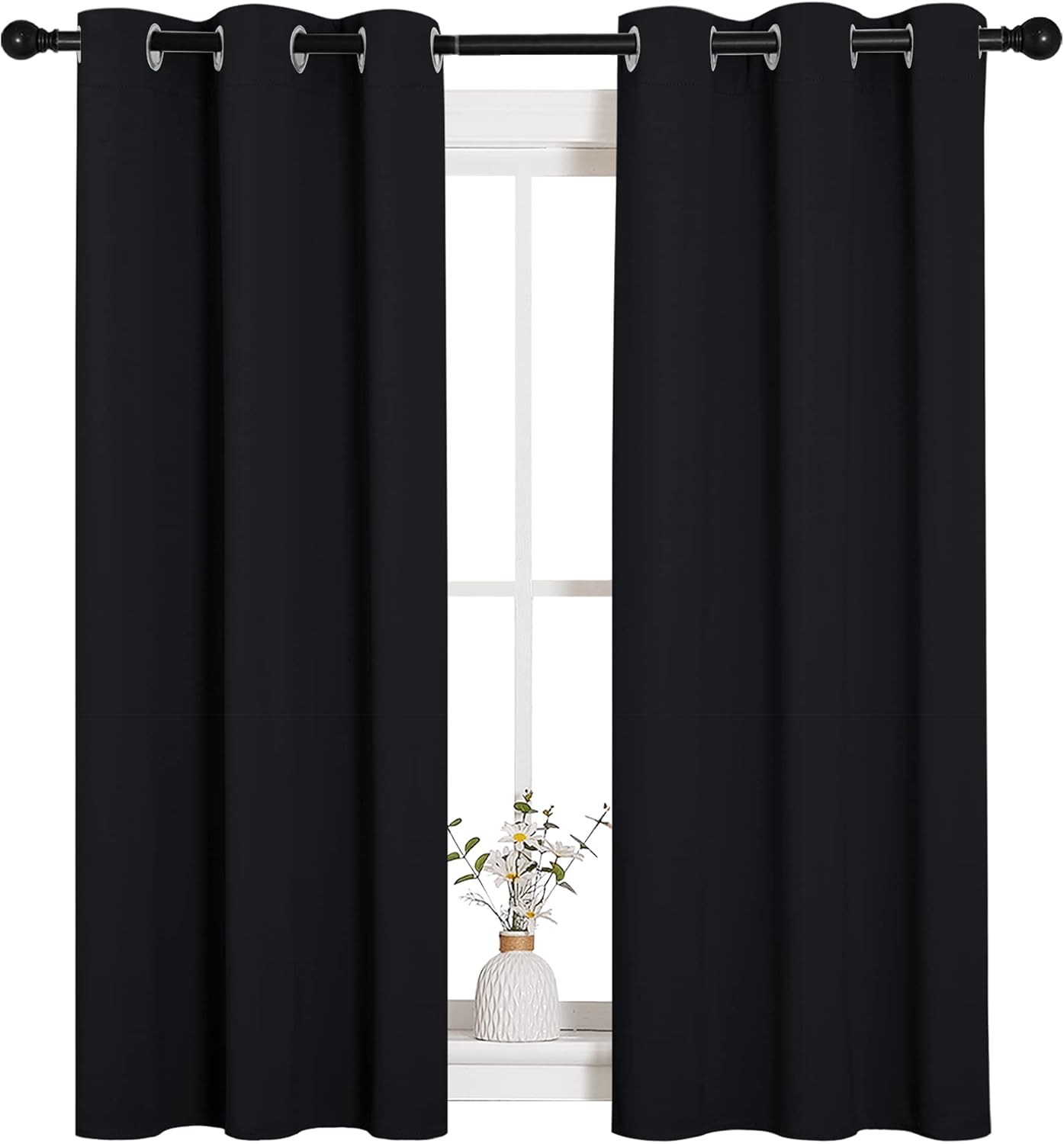 NICETOWN Blackout Curtains - Thermal Insulated Grommet Drapes for Autumn/Winter | Set of 2, 34" x 54", Black