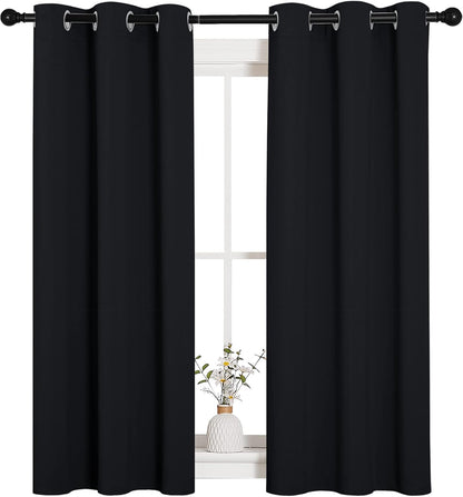 NICETOWN Blackout Curtains - Thermal Insulated Grommet Drapes for Autumn/Winter | Set of 2, 34" x 54", Black