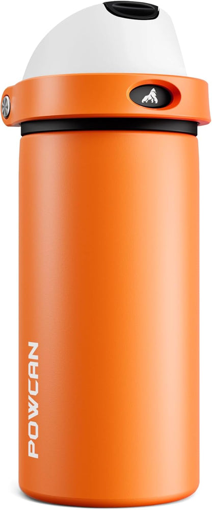 POWCAN 18 oz Insulated Water Bottle - 2-in-1 Push-Button Spout & Quick-Flip Straw, Leakproof, Ideal for Sports & Gym (Sunny Puppy)