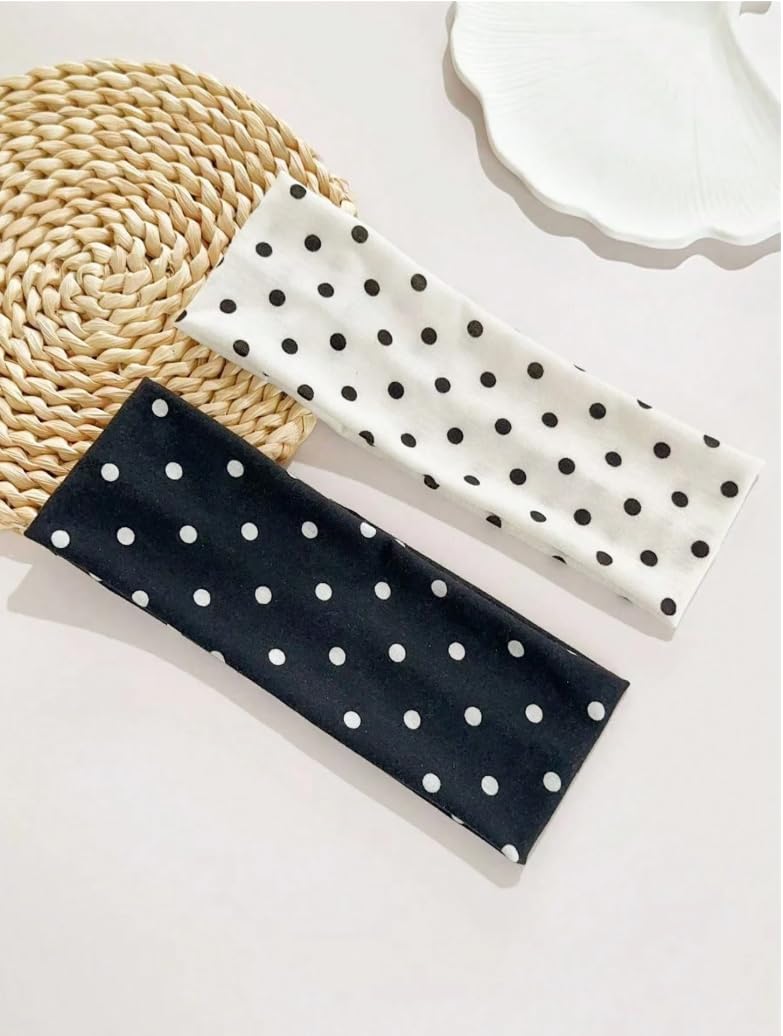 TERSE Polka Dot Headbands for Women - Trendy Hair Accessories | 6PCS Cute Fashion Hairbands