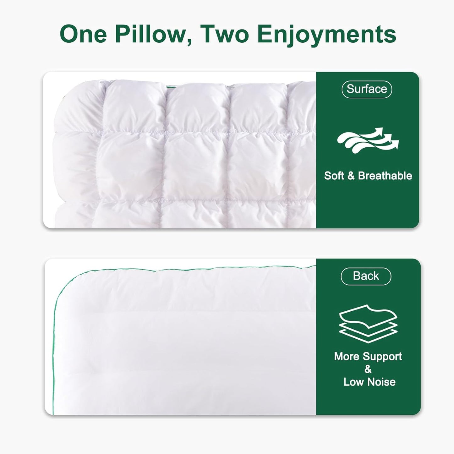 YOUR MOON Fluffy Support Bed Pillow - Queen Size, Super Soft Down-Alternative Filling for Side Sleepers | Luxury Hotel Quality (White)
