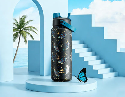POWCAN 32 oz Insulated Water Bottle - 2-in-1 Straw & Spout Lid, Leak-Proof, BPA-Free | Gilded Flutter