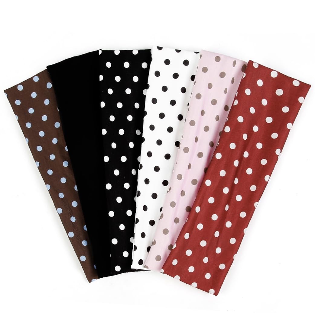 TERSE Polka Dot Headbands for Women - Trendy Hair Accessories | 6PCS Cute Fashion Hairbands
